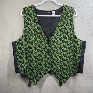 Vintage 111 Main St Patty's Day Vest Women's 1X 4leaf Clover St Patrick's Day